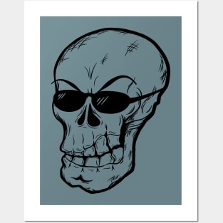 Grim Skull Wearing Sunglasses Posters and Art